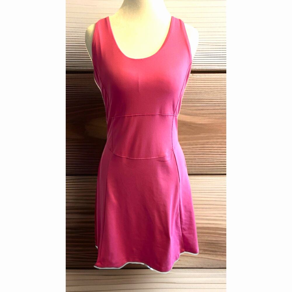 Pink Sporty Tennis Dress Preppy Sport Bra Barbie Flirty Fun Outdoor ActiveWear L